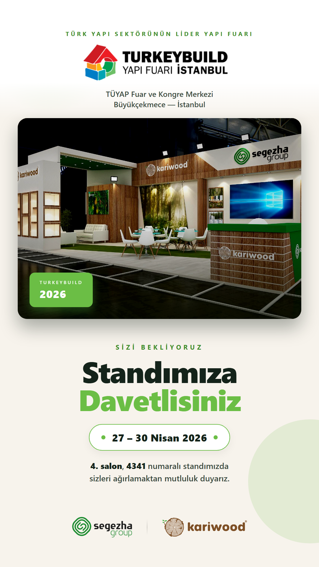 Kariwood Turkeybuild 2026 — 4. Salon, Stand 4341 davetiye